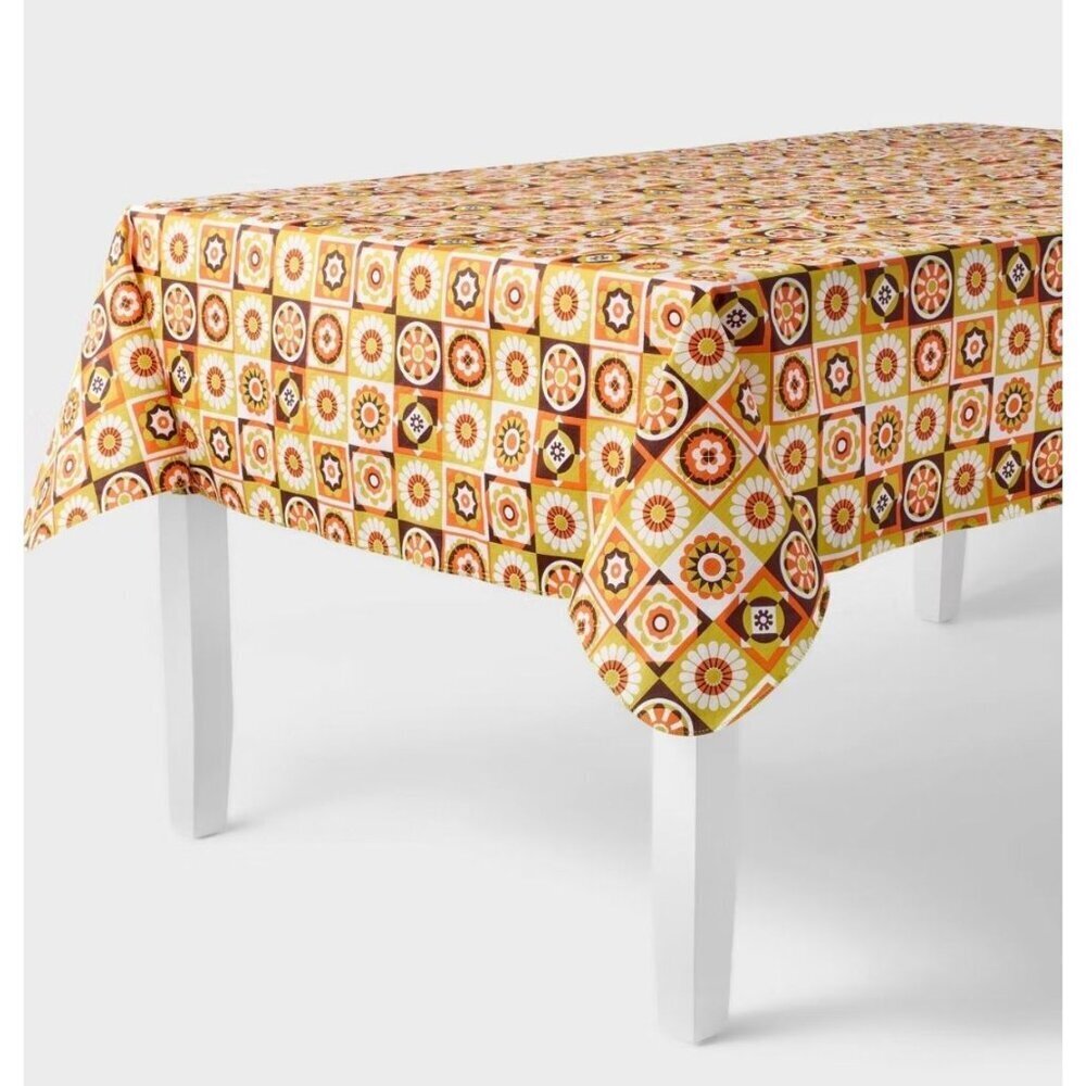Día de Muertos 84"x60" Peva Table Cover Halloween Day Of The Dead '70's
